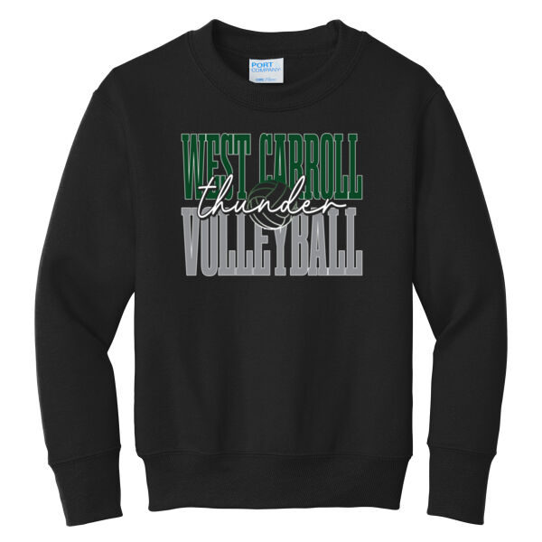 West Carroll JH Volleyball 2026 Logo 2 - Youth Core Fleece Crewneck Sweatshirt Thumbnail