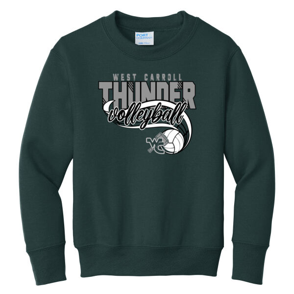 West Carroll JH Volleyball 2026 Logo 3 - Youth Core Fleece Crewneck Sweatshirt Thumbnail
