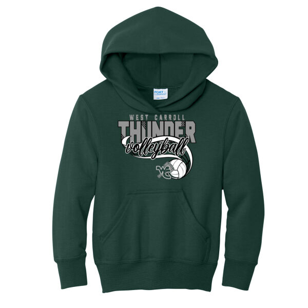 West Carroll JH Volleyball 2026 Logo 3 - Youth Core Fleece Pullover Hooded Sweatshirt Thumbnail
